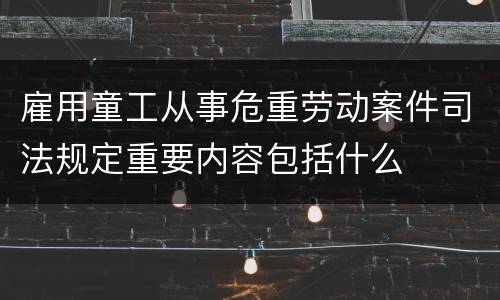 雇用童工从事危重劳动案件司法规定重要内容包括什么