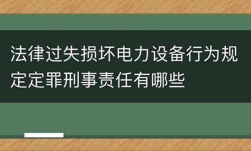 法律过失损坏电力设备行为规定定罪刑事责任有哪些