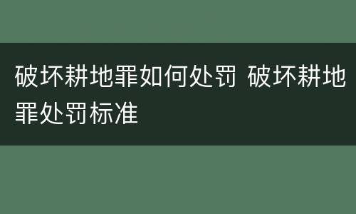 破坏耕地罪如何处罚 破坏耕地罪处罚标准
