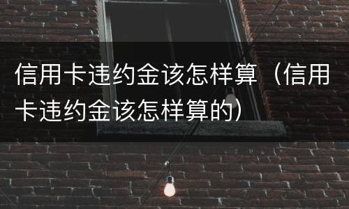 信用卡违约金该怎样算（信用卡违约金该怎样算的）