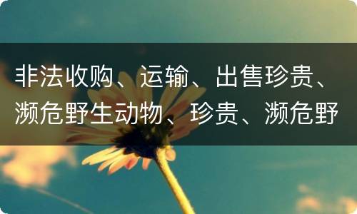 非法收购、运输、出售珍贵、濒危野生动物、珍贵、濒危野生动物制品罪是如何构成的