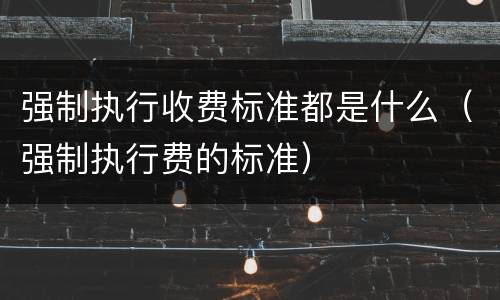 强制执行收费标准都是什么（强制执行费的标准）