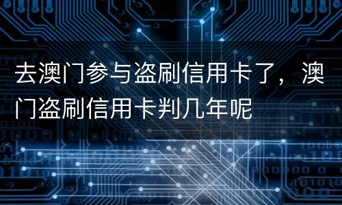 去澳门参与盗刷信用卡了，澳门盗刷信用卡判几年呢