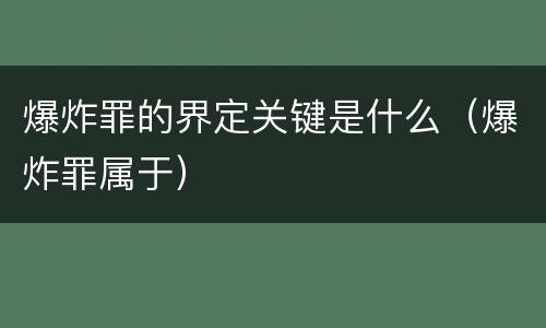 爆炸罪的界定关键是什么（爆炸罪属于）
