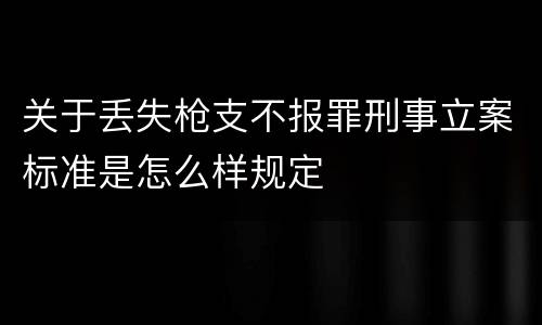 关于丢失枪支不报罪刑事立案标准是怎么样规定