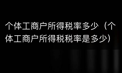 个体工商户所得税率多少（个体工商户所得税税率是多少）