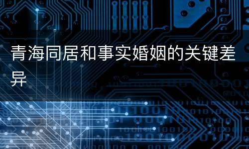 青海同居和事实婚姻的关键差异