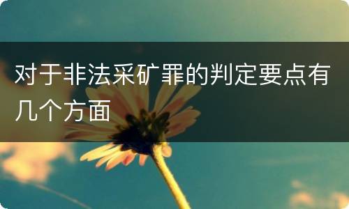 对于非法采矿罪的判定要点有几个方面