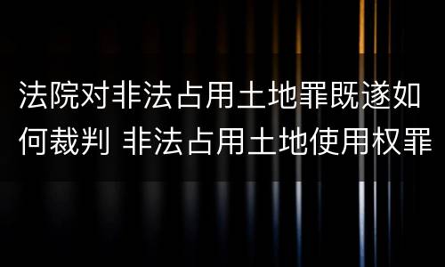 法院对非法占用土地罪既遂如何裁判 非法占用土地使用权罪
