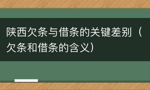 陕西欠条与借条的关键差别（欠条和借条的含义）