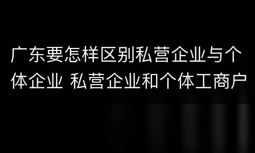 广东要怎样区别私营企业与个体企业 私营企业和个体工商户的区别哪些?