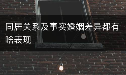 同居关系及事实婚姻差异都有啥表现
