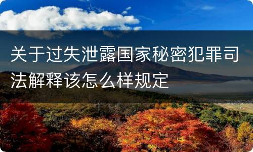 关于过失泄露国家秘密犯罪司法解释该怎么样规定