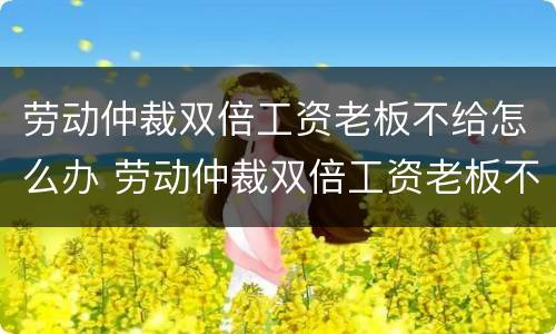劳动仲裁双倍工资老板不给怎么办 劳动仲裁双倍工资老板不给怎么办呢