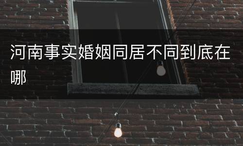 河南事实婚姻同居不同到底在哪