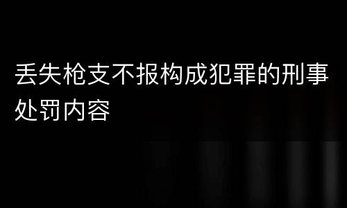 丢失枪支不报构成犯罪的刑事处罚内容