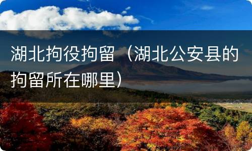 湖北拘役拘留（湖北公安县的拘留所在哪里）