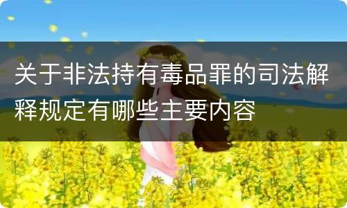 关于非法持有毒品罪的司法解释规定有哪些主要内容