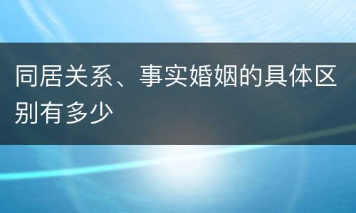 同居关系、事实婚姻的具体区别有多少