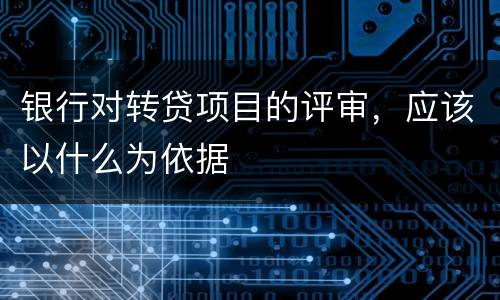 银行对转贷项目的评审，应该以什么为依据