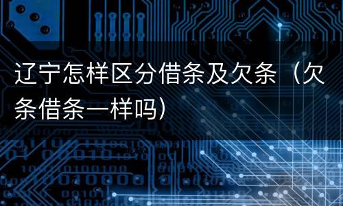 辽宁怎样区分借条及欠条（欠条借条一样吗）