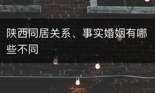 陕西同居关系、事实婚姻有哪些不同