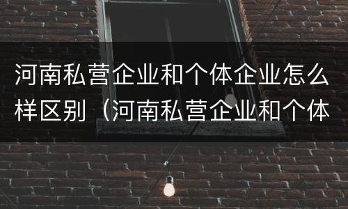 河南私营企业和个体企业怎么样区别（河南私营企业和个体企业怎么样区别呢）