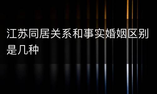 江苏同居关系和事实婚姻区别是几种