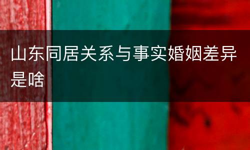 山东同居关系与事实婚姻差异是啥