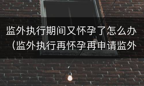 监外执行期间又怀孕了怎么办（监外执行再怀孕再申请监外执行）