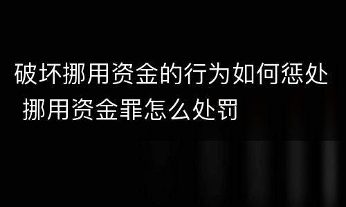 破坏挪用资金的行为如何惩处 挪用资金罪怎么处罚