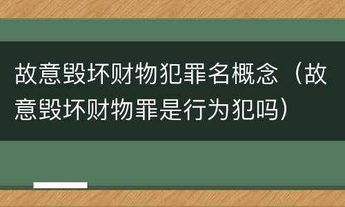 故意毁坏财物犯罪名概念（故意毁坏财物罪是行为犯吗）