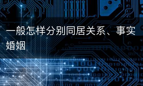 一般怎样分别同居关系、事实婚姻