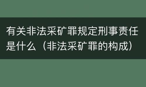 有关非法采矿罪规定刑事责任是什么（非法采矿罪的构成）