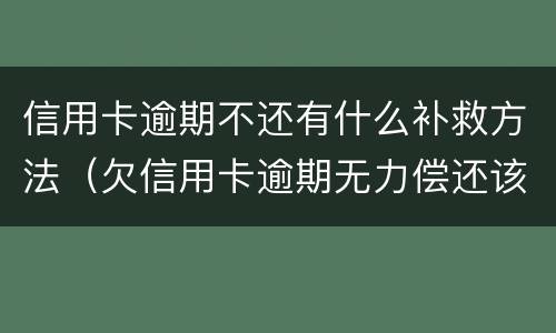 信用卡逾期不还有什么补救方法（欠信用卡逾期无力偿还该怎么办）