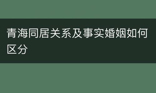 青海同居关系及事实婚姻如何区分