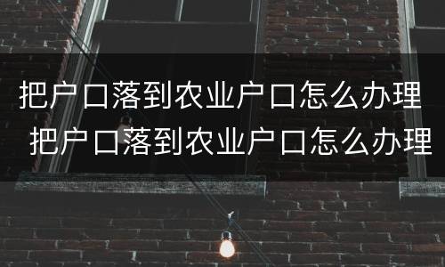 把户口落到农业户口怎么办理 把户口落到农业户口怎么办理居住证