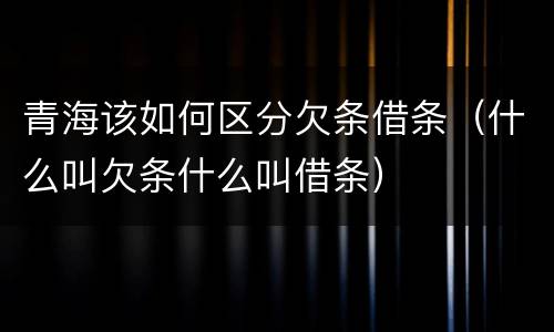 青海该如何区分欠条借条（什么叫欠条什么叫借条）