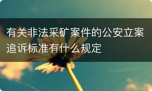 有关非法采矿案件的公安立案追诉标准有什么规定