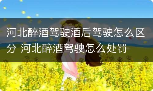 河北醉酒驾驶酒后驾驶怎么区分 河北醉酒驾驶怎么处罚