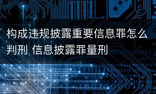 构成违规披露重要信息罪怎么判刑 信息披露罪量刑