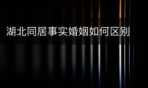 湖北同居事实婚姻如何区别