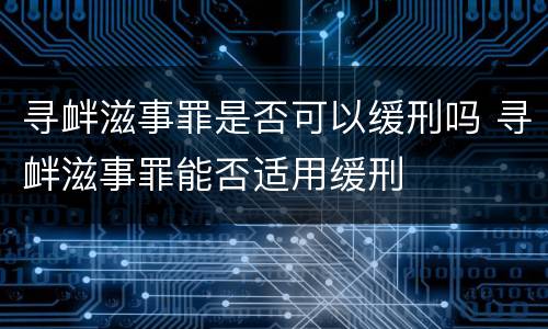 寻衅滋事罪是否可以缓刑吗 寻衅滋事罪能否适用缓刑