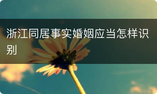 浙江同居事实婚姻应当怎样识别