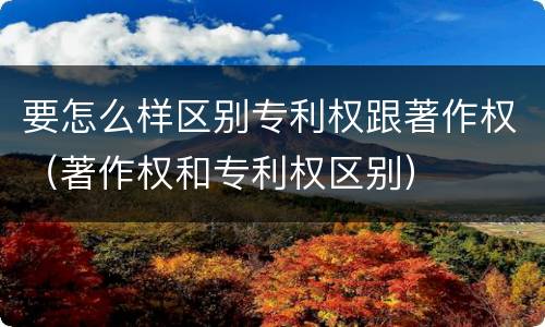 要怎么样区别专利权跟著作权（著作权和专利权区别）