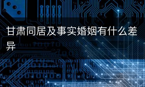 甘肃同居及事实婚姻有什么差异