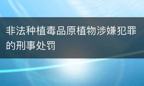 非法种植毒品原植物涉嫌犯罪的刑事处罚