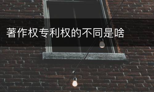 著作权专利权的不同是啥