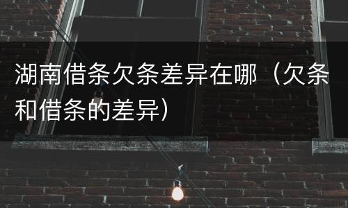 湖南借条欠条差异在哪（欠条和借条的差异）