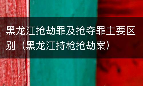 黑龙江抢劫罪及抢夺罪主要区别（黑龙江持枪抢劫案）